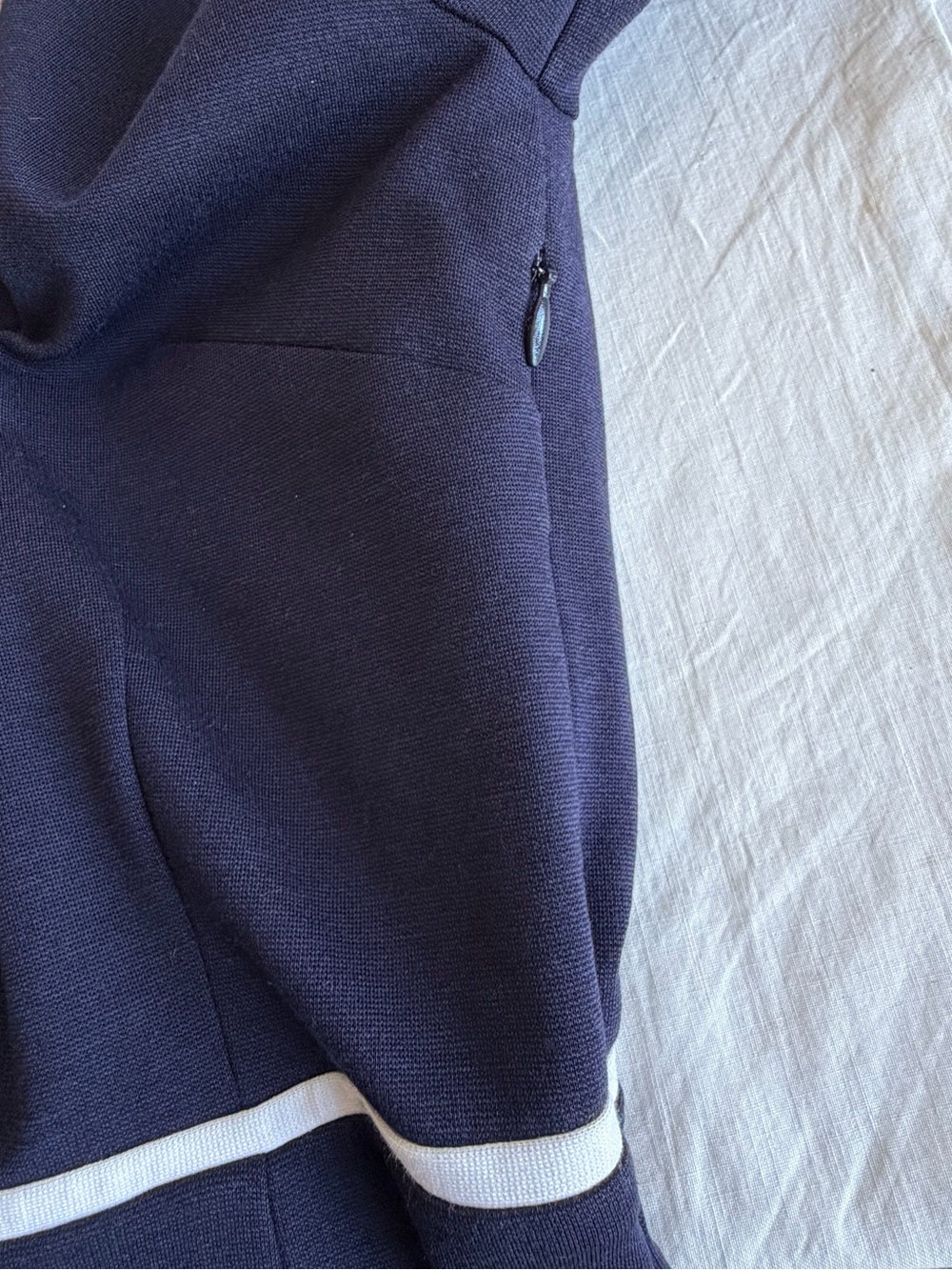 Boden Navy Layla Sheath Dress with Cream Trim and Tie Neck - Picture 7 of 14
